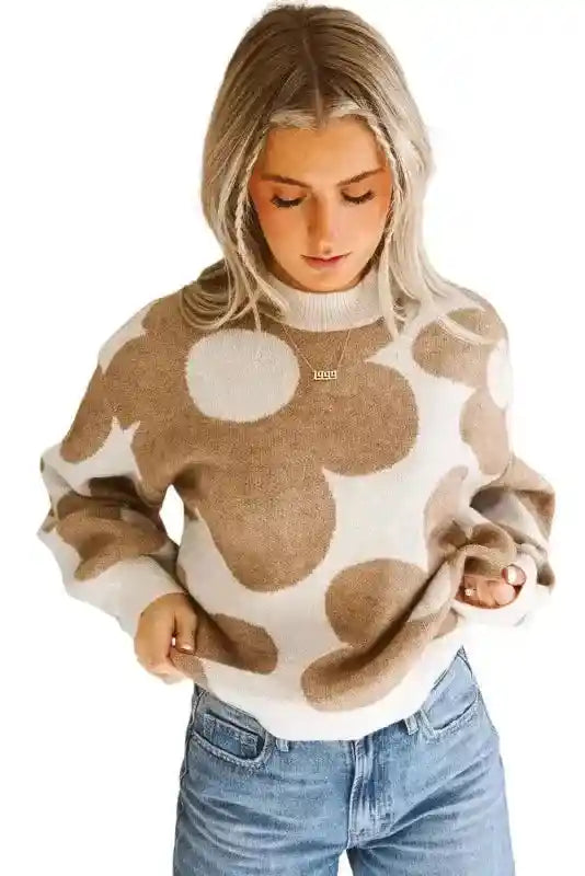 Plus Size Floral Sweater Women UK | Red Khaki S–3XL