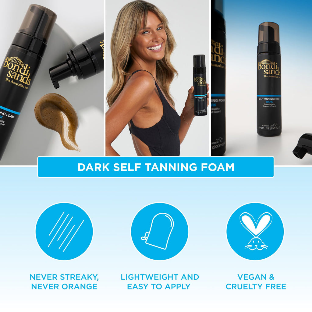 Bondi Sands Self Tanning Foam Duo Dark – Lightweight, Easy, Streak-Free Bronze