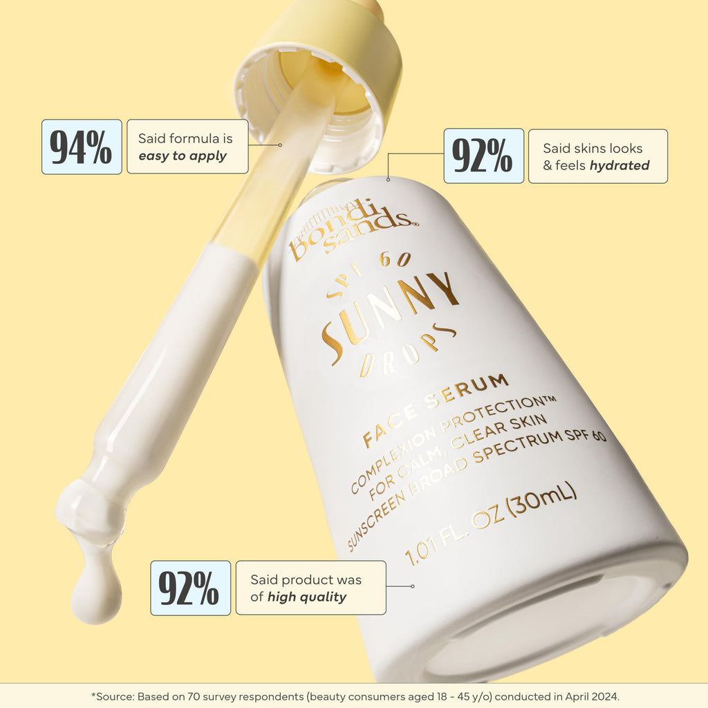 Bondi Sands Sunny Drops SPF 60 Face Serum – Hydrating, Oil-Free Broad Spectrum Sunscreen (1.01 fl oz)