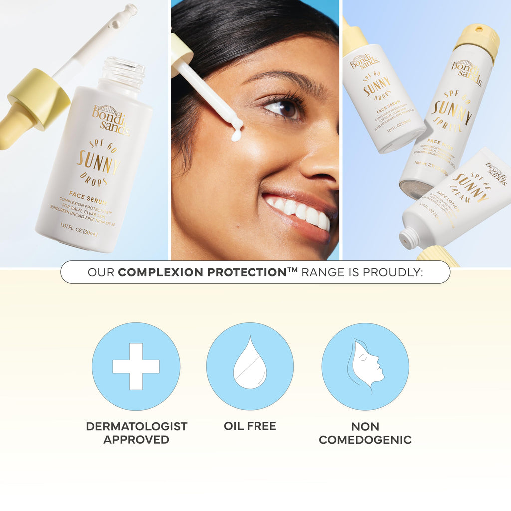 Bondi Sands Sunny Drops SPF 60 Face Serum – Hydrating, Oil-Free Broad Spectrum Sunscreen (1.01 fl oz)