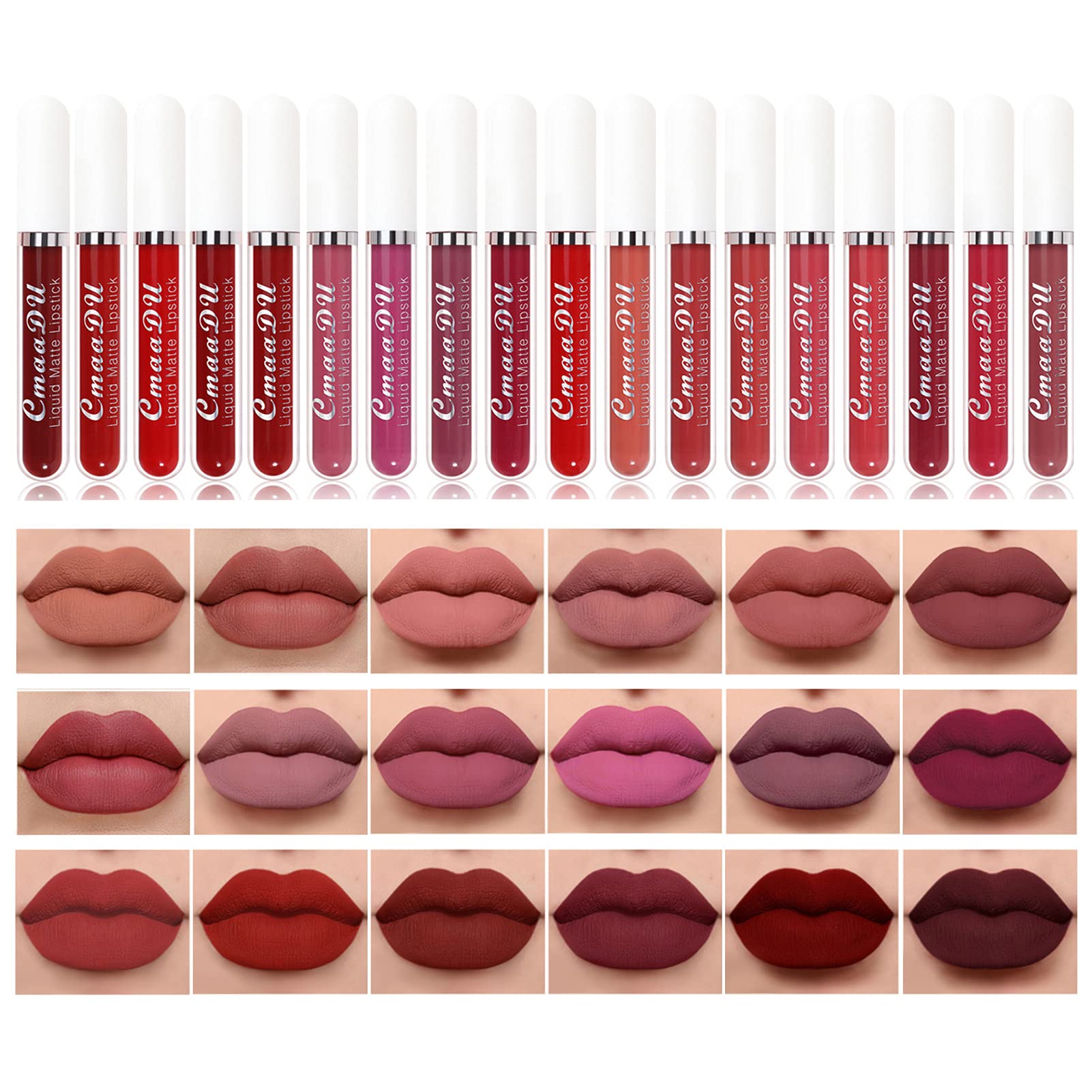 BONNIE CHOICE 18-Pcs Matte Liquid Lipstick Set – Waterproof, Long-Wearing, 18 Rich Shades