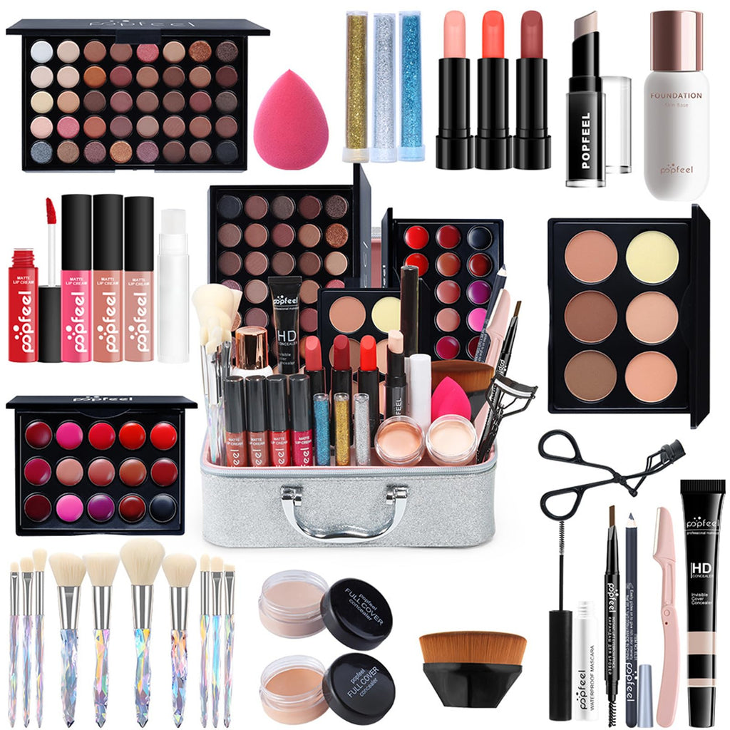BONNIE CHOICE All-in-One Makeup Kit – Complete Bundle with Eyeshadow Palette, Brushes, Lipstick & More