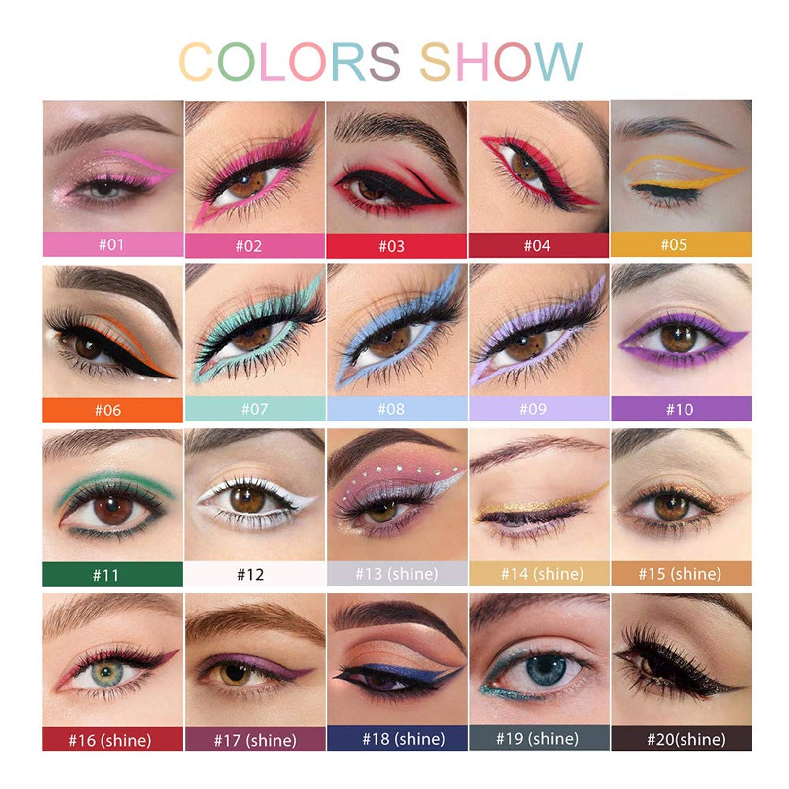 BONNIE CHOICE 20 Colors Eyeliner Pencil Set – Waterproof & Retractable