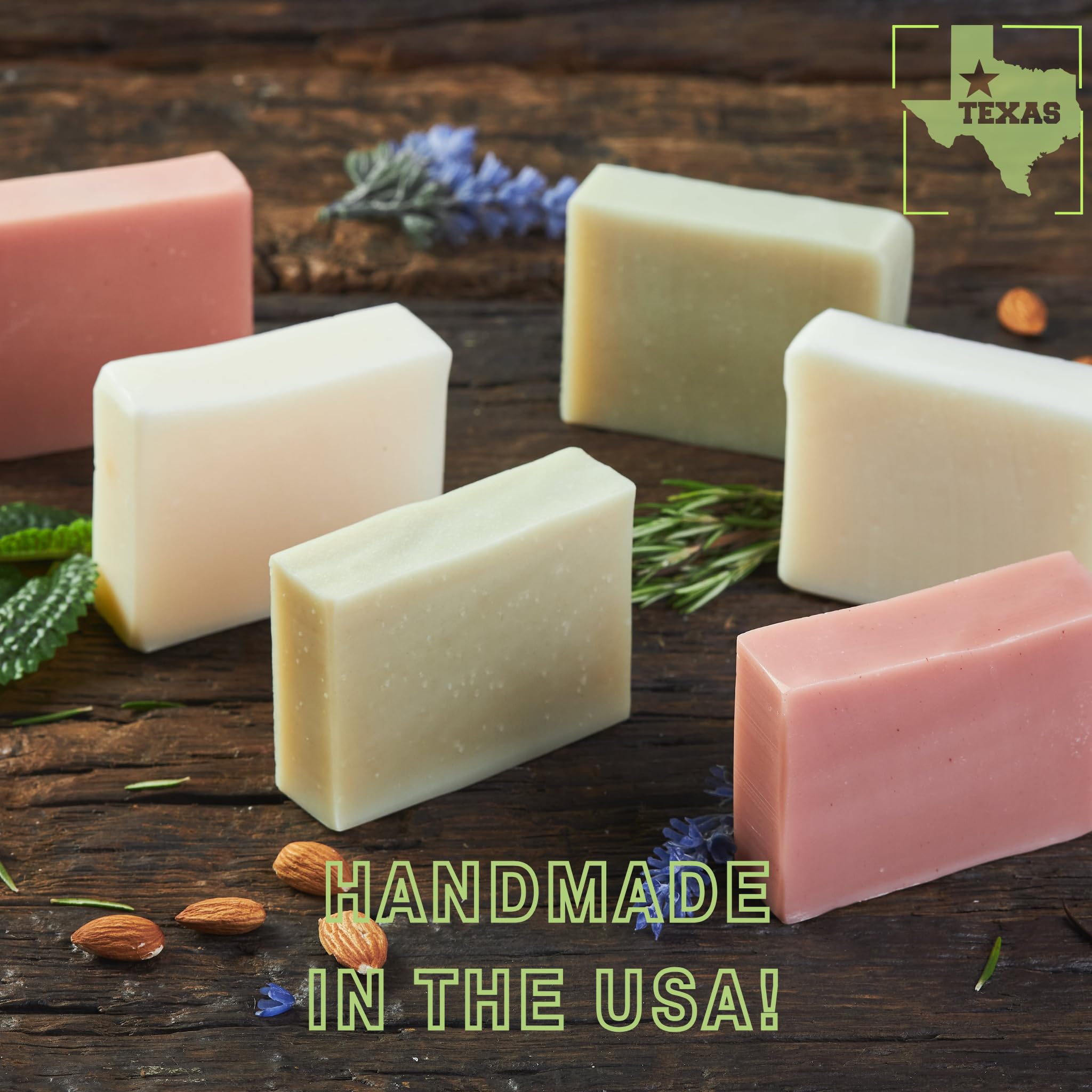 Bonuderm Natural Bar Soap Variety Pack (4) – Peppermint, Patchouli, Lavender & Rosemary | Handmade in USA