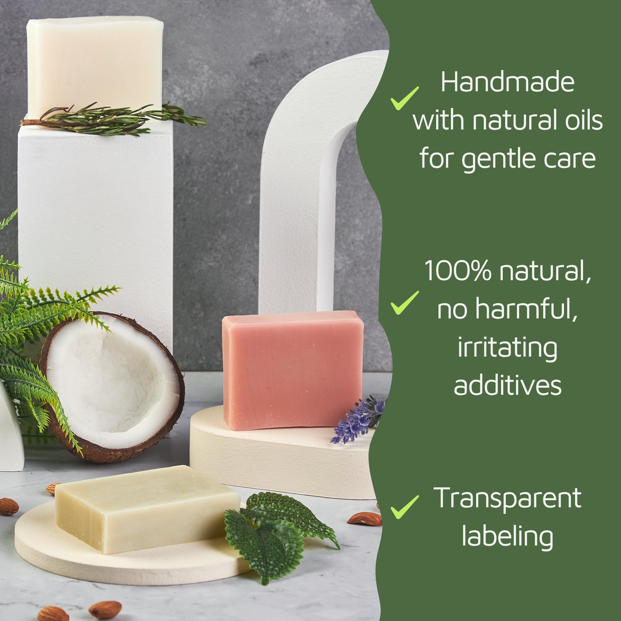 Bonuderm Natural Bar Soap Variety Pack (4) – Peppermint, Patchouli, Lavender & Rosemary | Handmade in USA