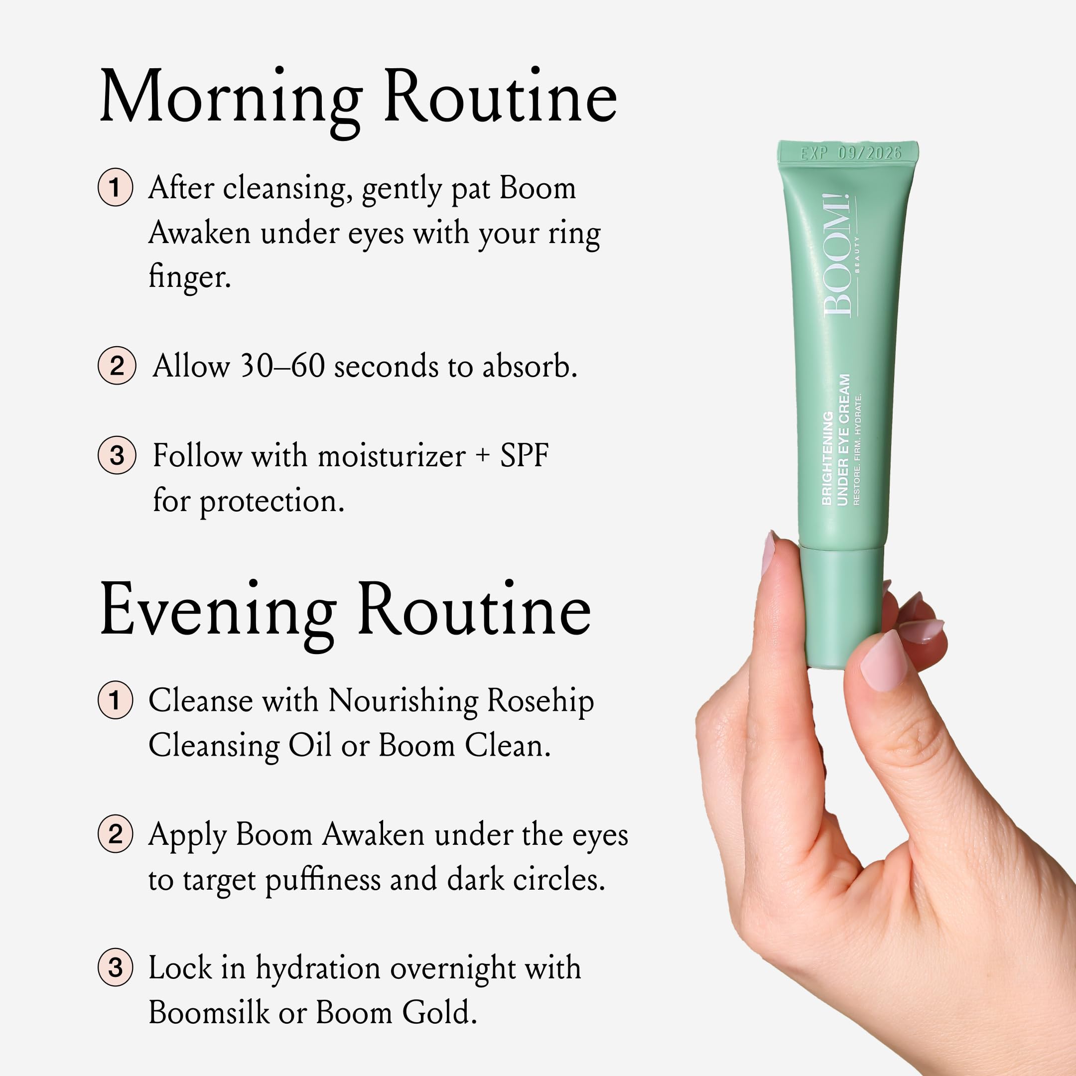 Boom Awaken Cooling Under Eye Cream - Vitamin C, Licorice Root, Wild Mint, Green Tea (0.5 oz)