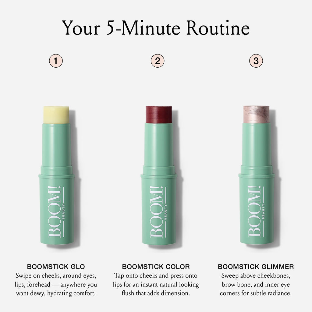 Boomstick Trio Color 3 Pack — Cream Blush, Highlighter & Moisturizer for Mature Skin | BOOM! by Cindy Joseph