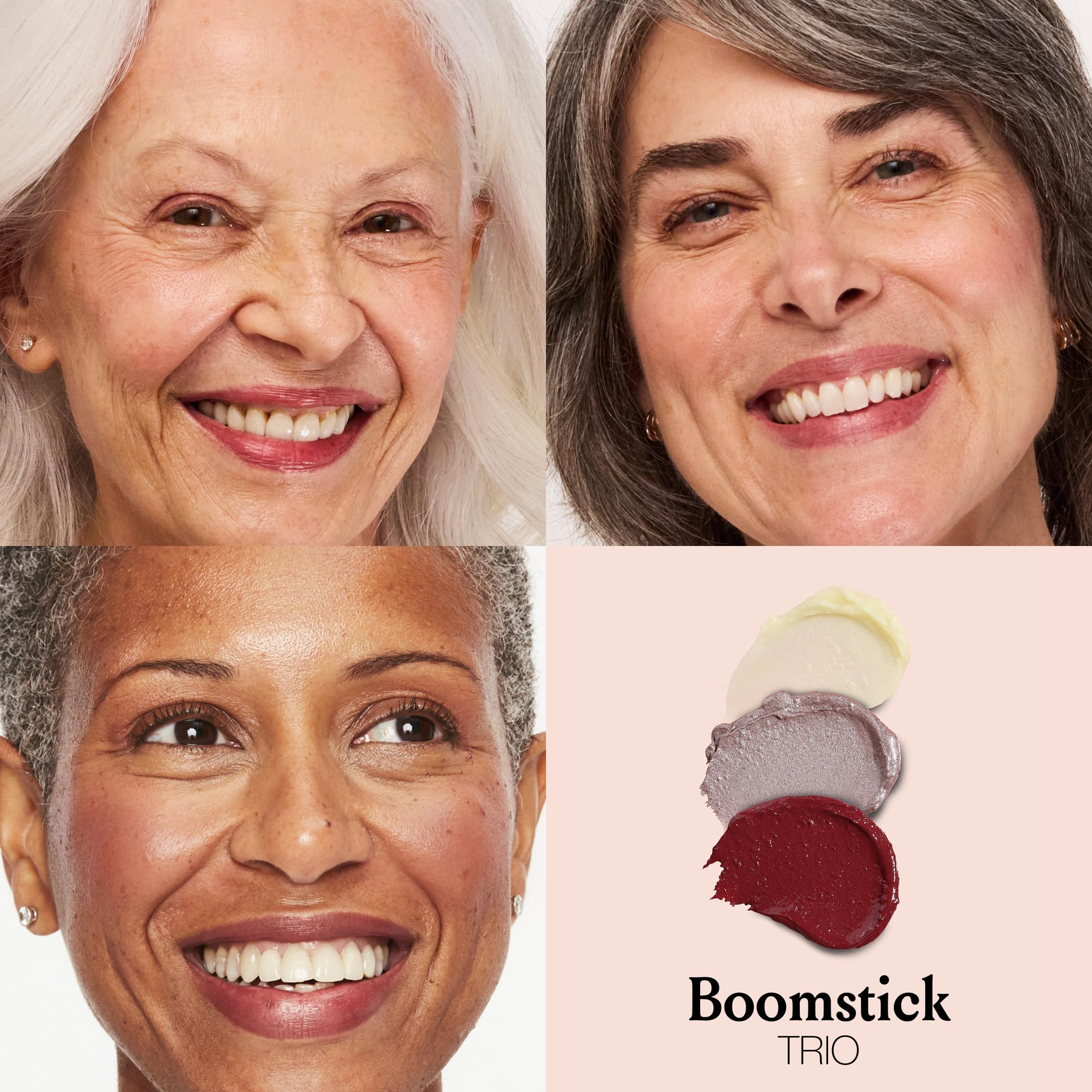 Boomstick Trio Color 3 Pack — Cream Blush, Highlighter & Moisturizer for Mature Skin | BOOM! by Cindy Joseph