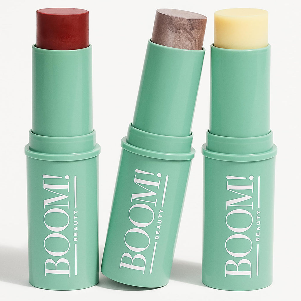 Boomstick Trio Color 3 Pack — Cream Blush, Highlighter & Moisturizer for Mature Skin | BOOM! by Cindy Joseph