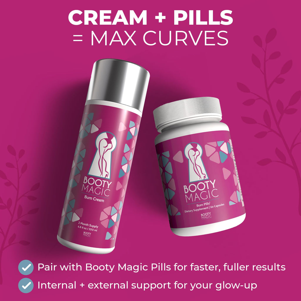 Booty Magic Butt Cream 6.8oz – Volume, Roundness & Softness with Maca Root & Pueraria Mirifica