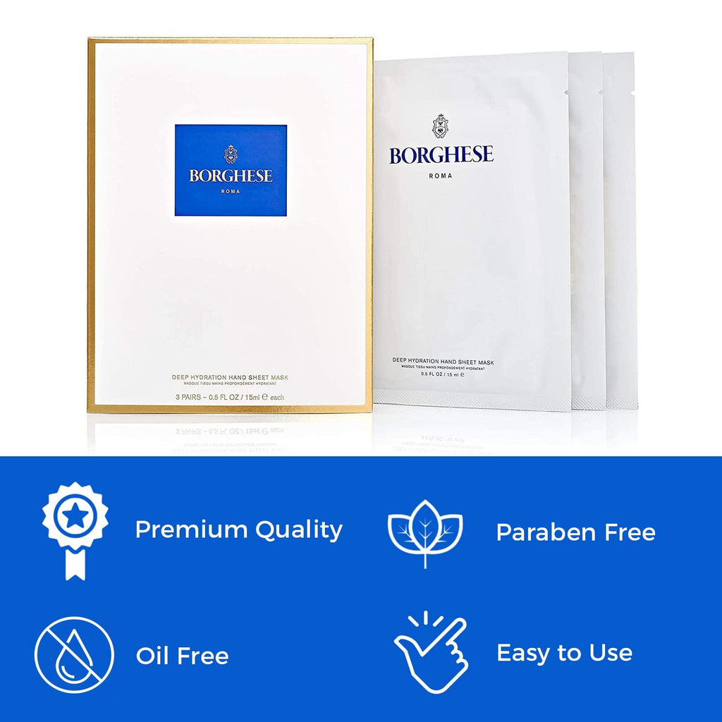 Borghese Deep Hydration Hand Sheet Masks (3 Pairs) – Hydration for Dry Hands