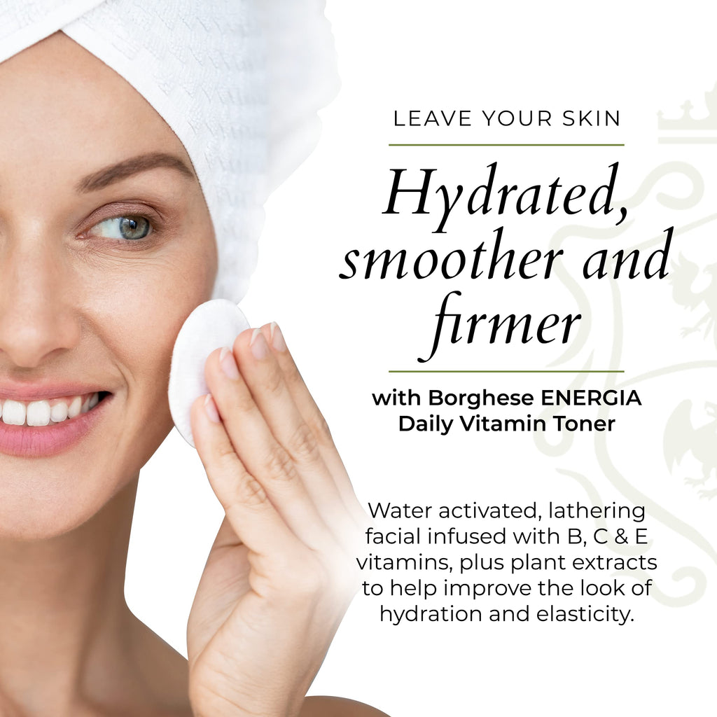 Borghese Energia Daily Vitamin Toner – Hydrating Facial Toner with Vitamin C, B, E, Niacinamide & Plant Extracts | All Skin Types