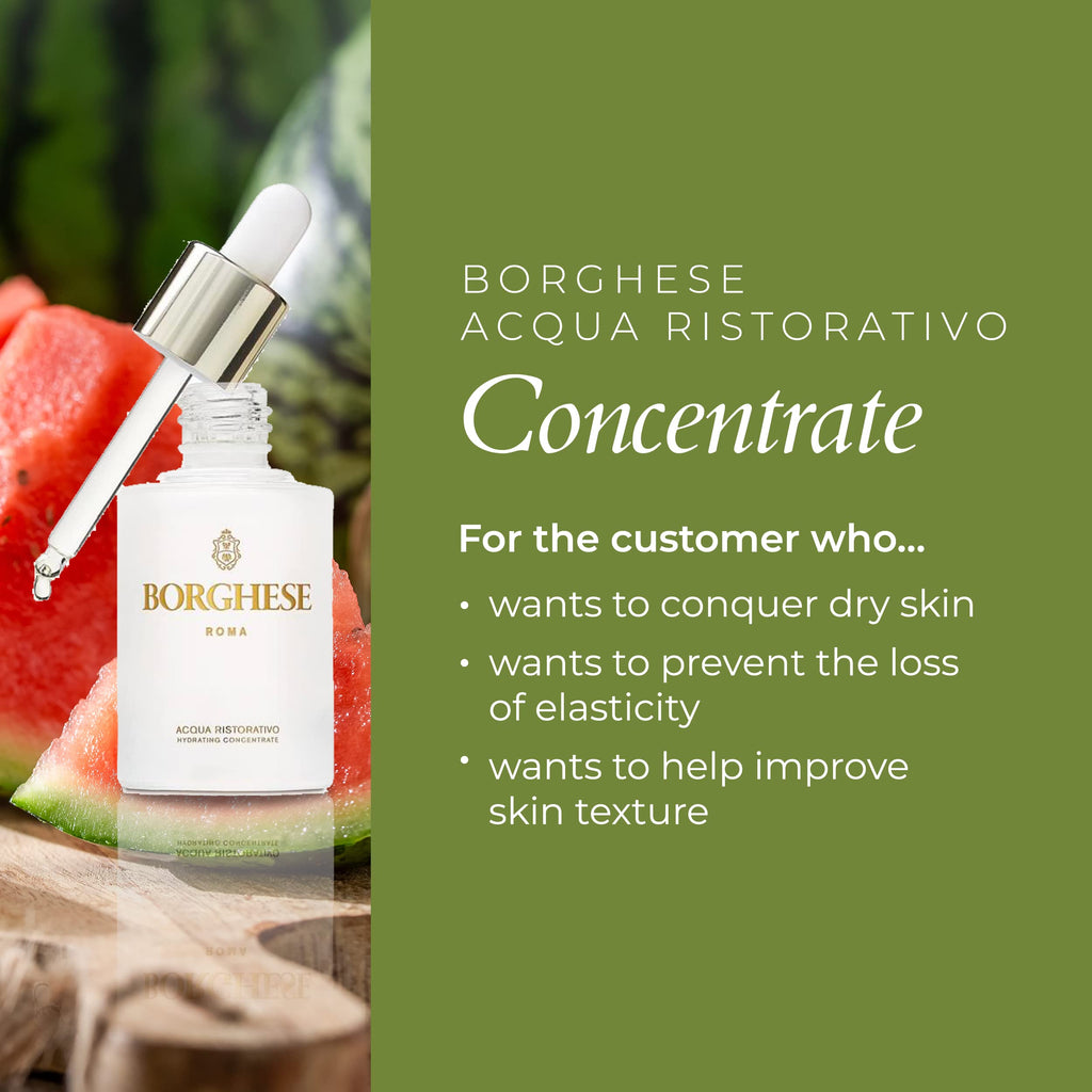 Borghese Acqua Ristorativo Hydrating Concentrate – Smoothing Serum with Hyaluronic Acid & Murumuru Butter