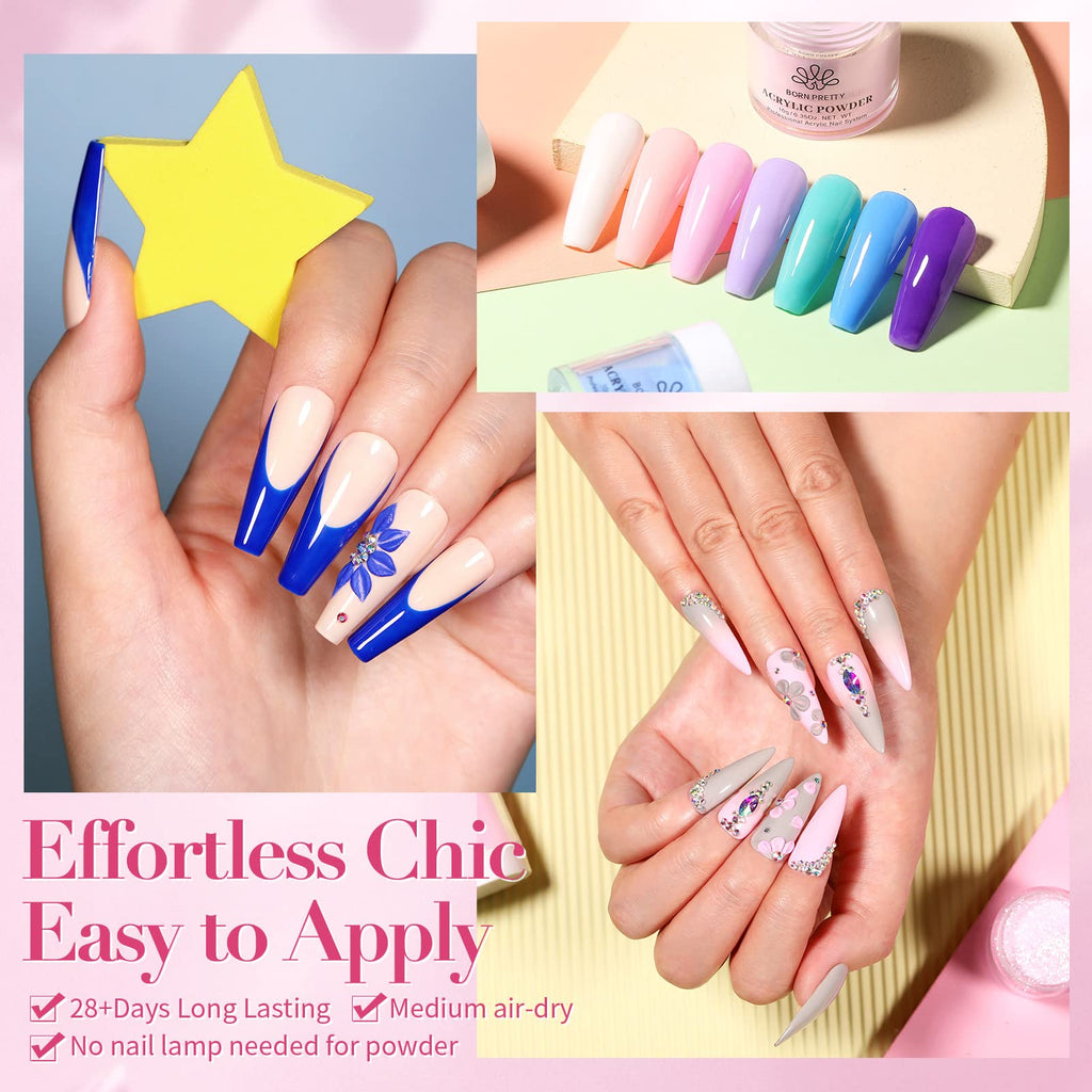 Born Pretty 24-Color Acrylic Powder Set – No Lamp Needed, All Seasons Nails