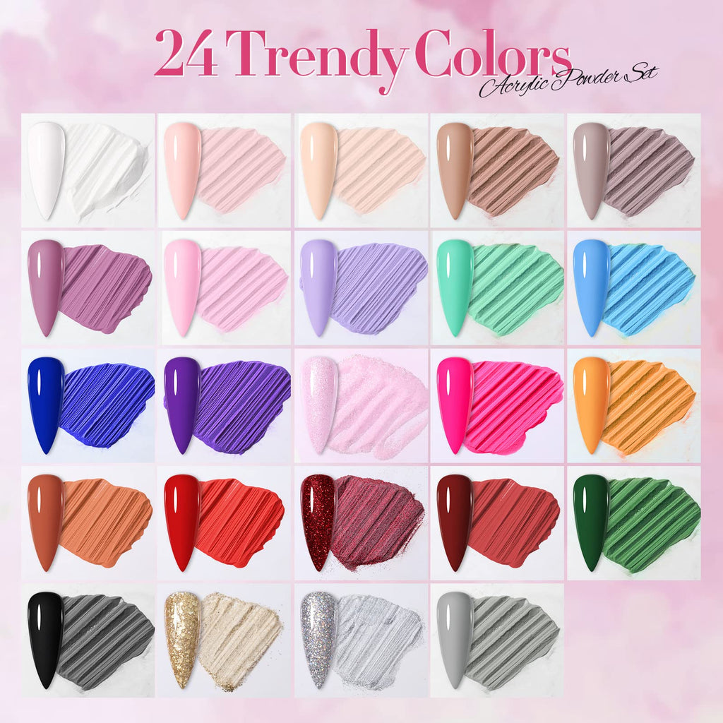 Born Pretty 24-Color Acrylic Powder Set – No Lamp Needed, All Seasons Nails