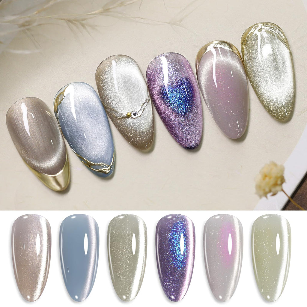Born Pretty Cat Magnetic Gel Nail Polish Set – 6-Piece Jelly Gel Polish Kit