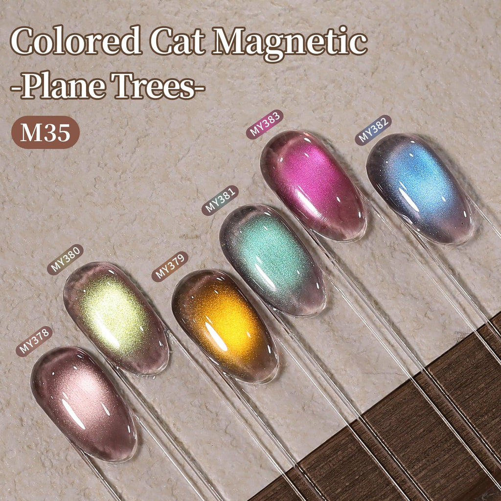 Born Pretty Cat Magnetic Eye Gel Nail Polish Set — 6 Glitter Colors, 7ml, HEMA & TPO Free