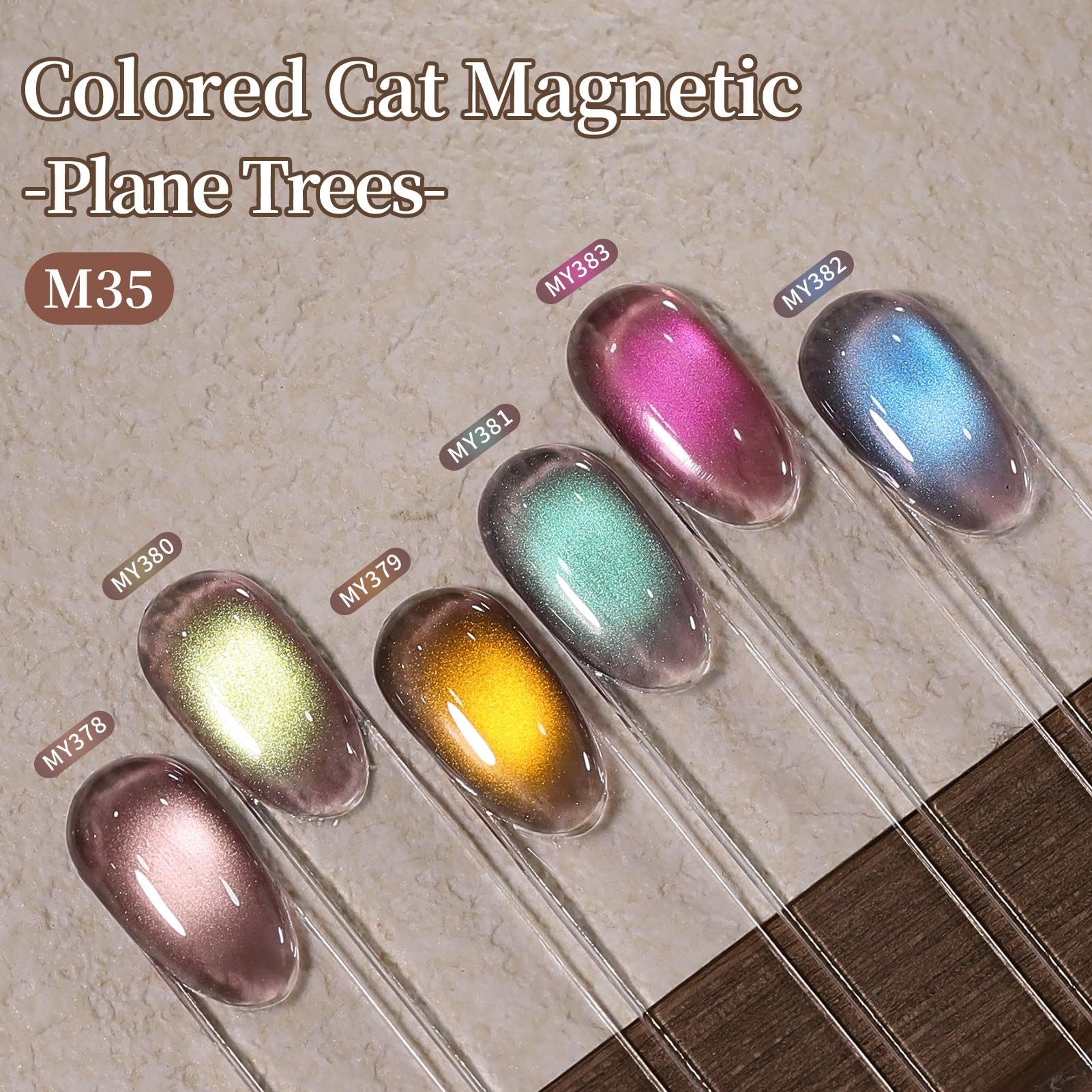 Born Pretty Cat Magnetic Eye Gel Nail Polish Set — 6 Glitter Colors, 7ml, HEMA & TPO Free