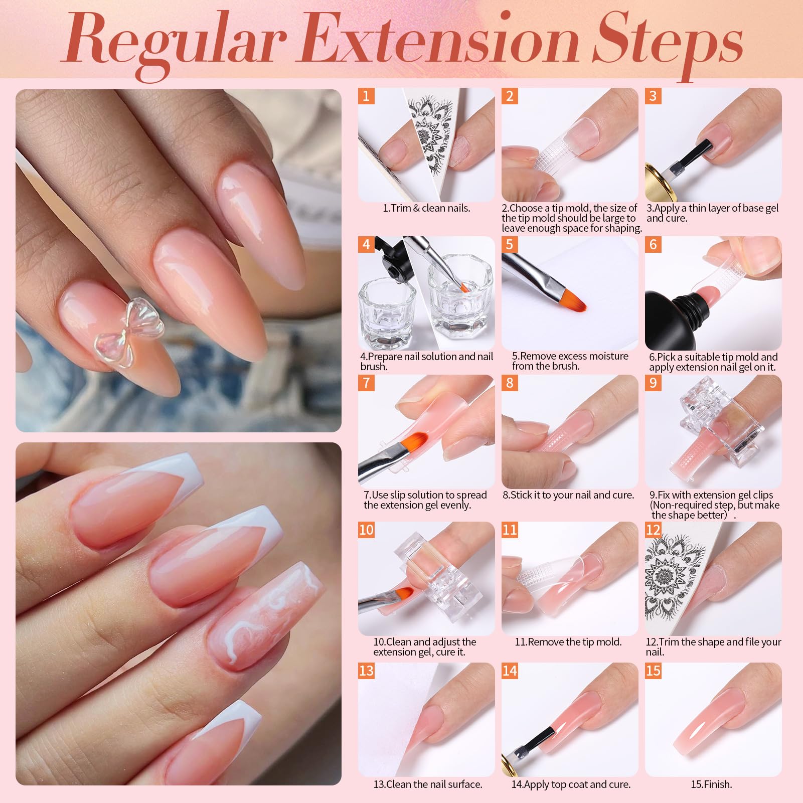 Born Pretty Extension Nail Gel Kit – 6 Colors, All-In-1 Set with UV Lamp, Base & Top Coat