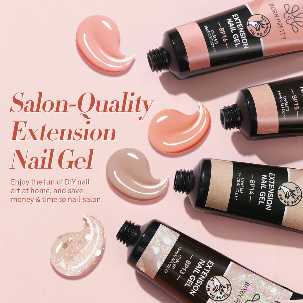 Born Pretty Extension Nail Gel Kit – 6 Colors, All-In-1 Set with UV Lamp, Base & Top Coat