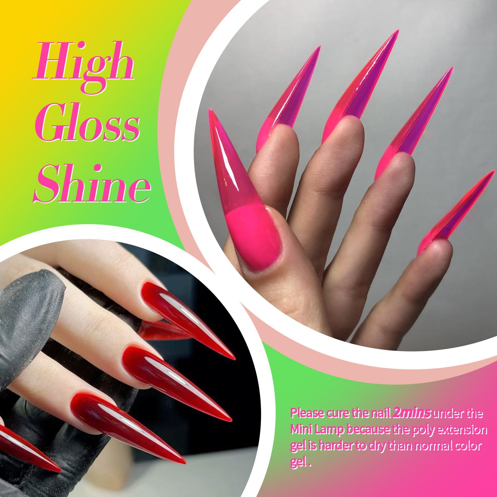 Born Pretty Neon Extension Nail Gel Kit – 6 Colors, All-In-One Set with Nail Lamp