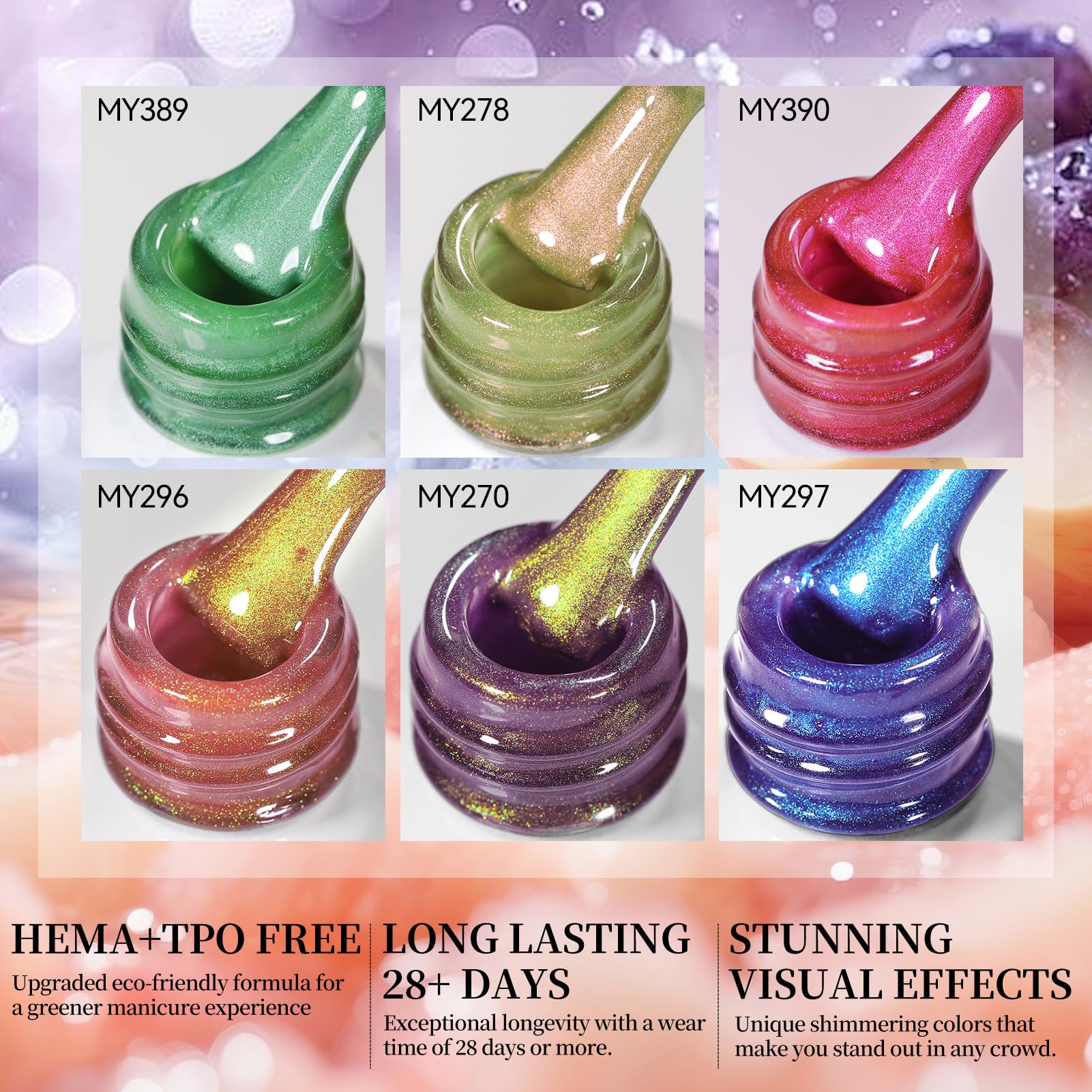 Born Pretty Fruit Colors Cat Magnetic Eye Gel Nail Polish Set – 6 Colors, 7ml
