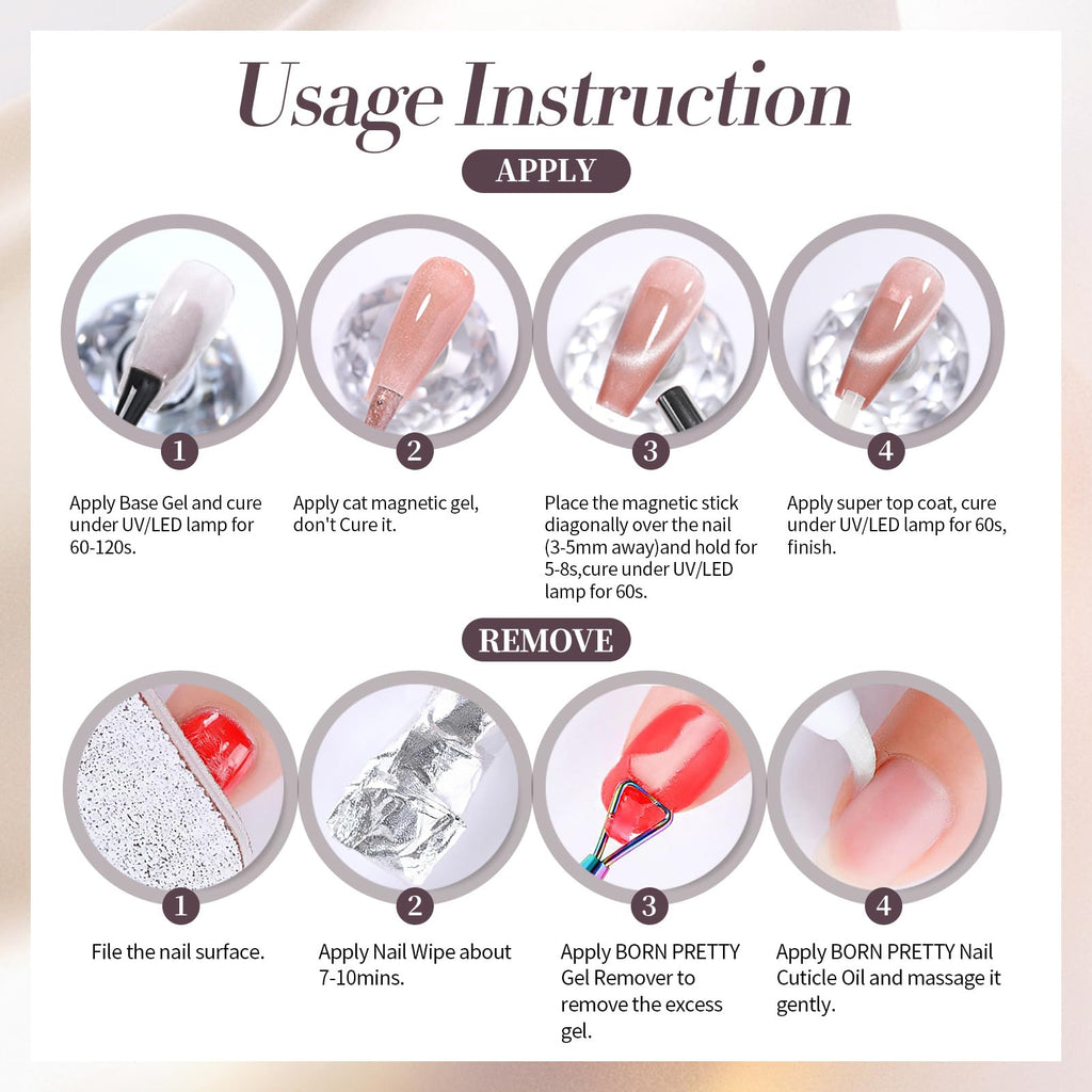 Born Pretty Cat Magnetic Gel Nail Polish Set – 6-Piece Jelly Gel Polish Kit