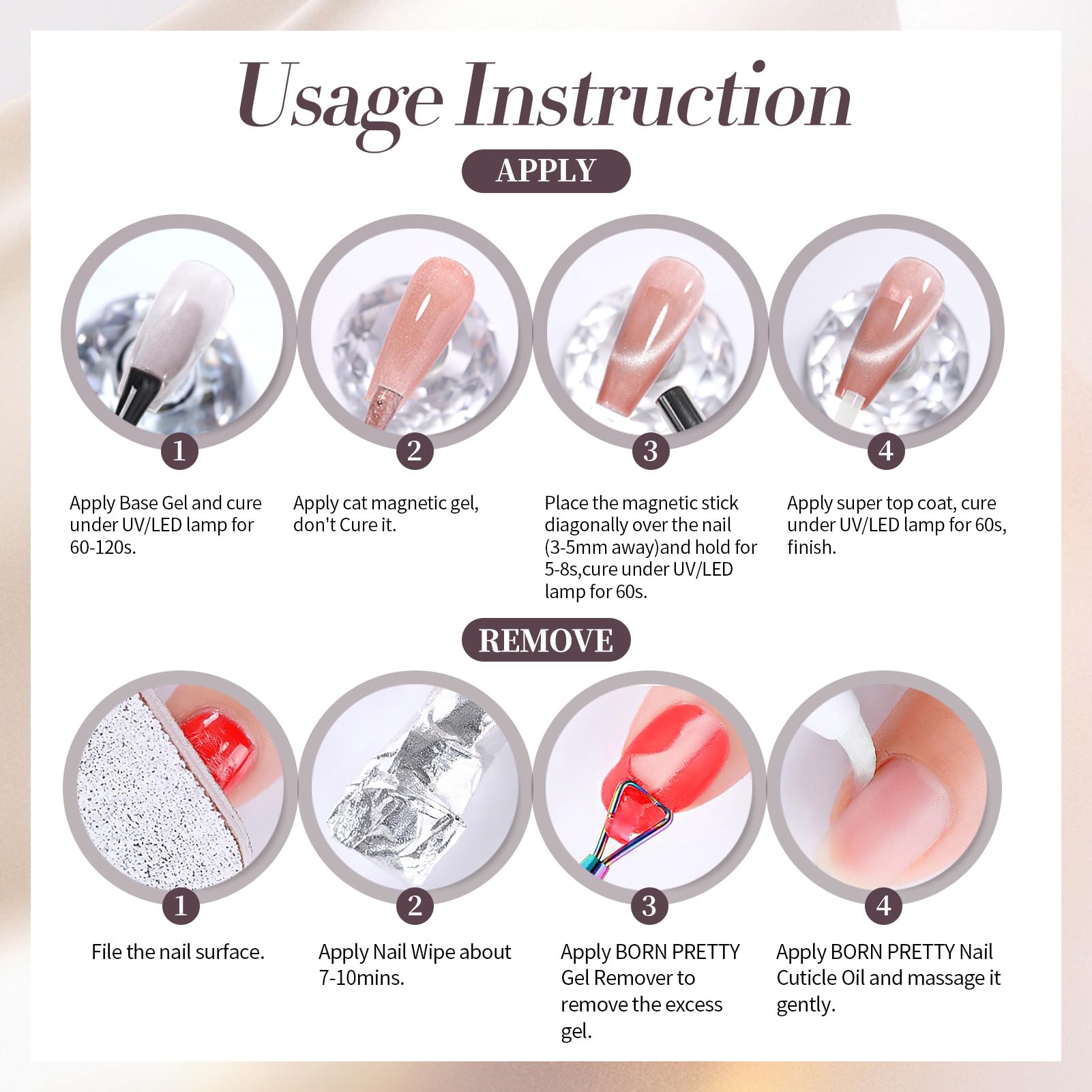 Born Pretty Cat Magnetic Gel Nail Polish Set – 6-Piece Jelly Gel Polish Kit