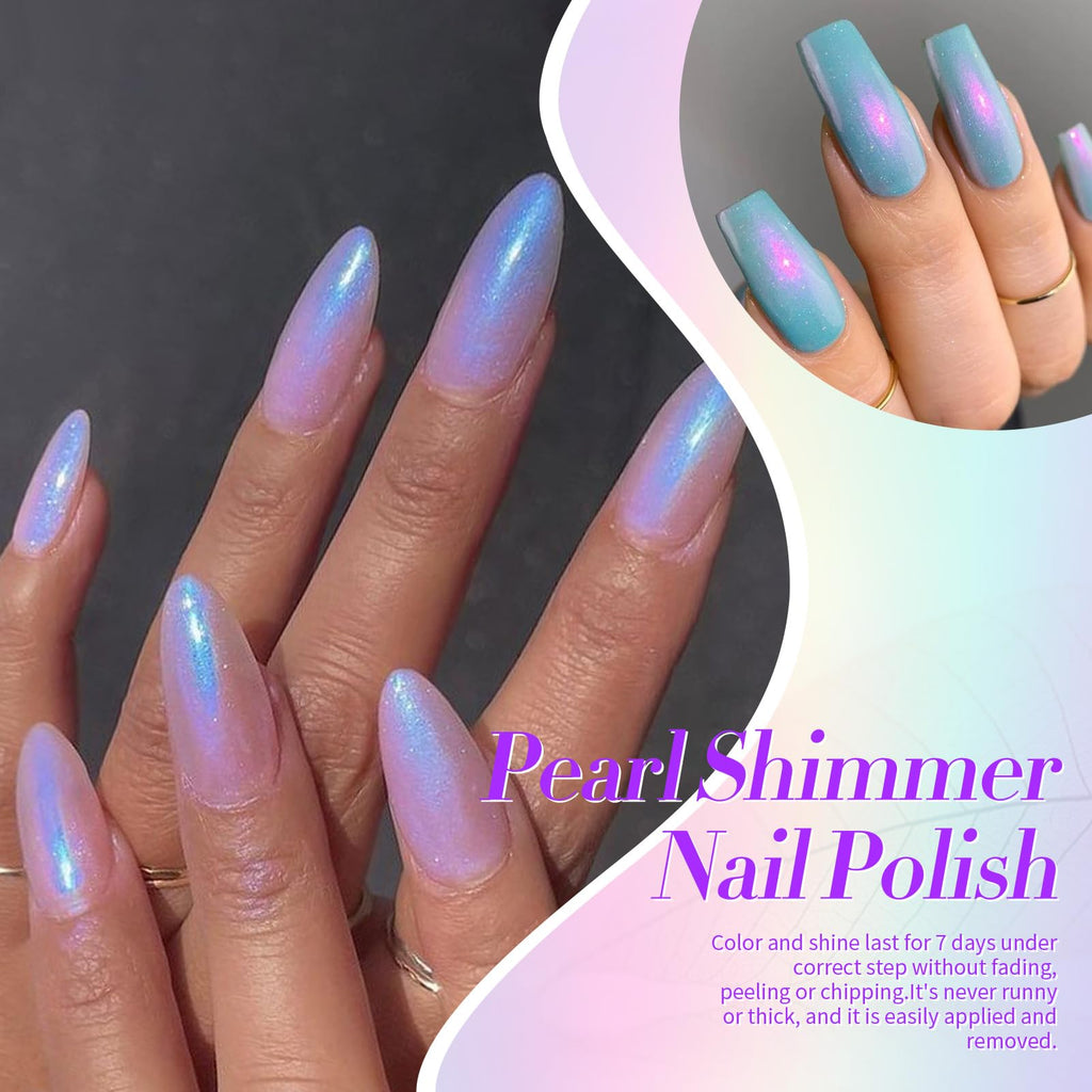 Born Pretty Pearl Nail Polish Set – 6 Shimmer Colors (Ombre) | Quick Dry
