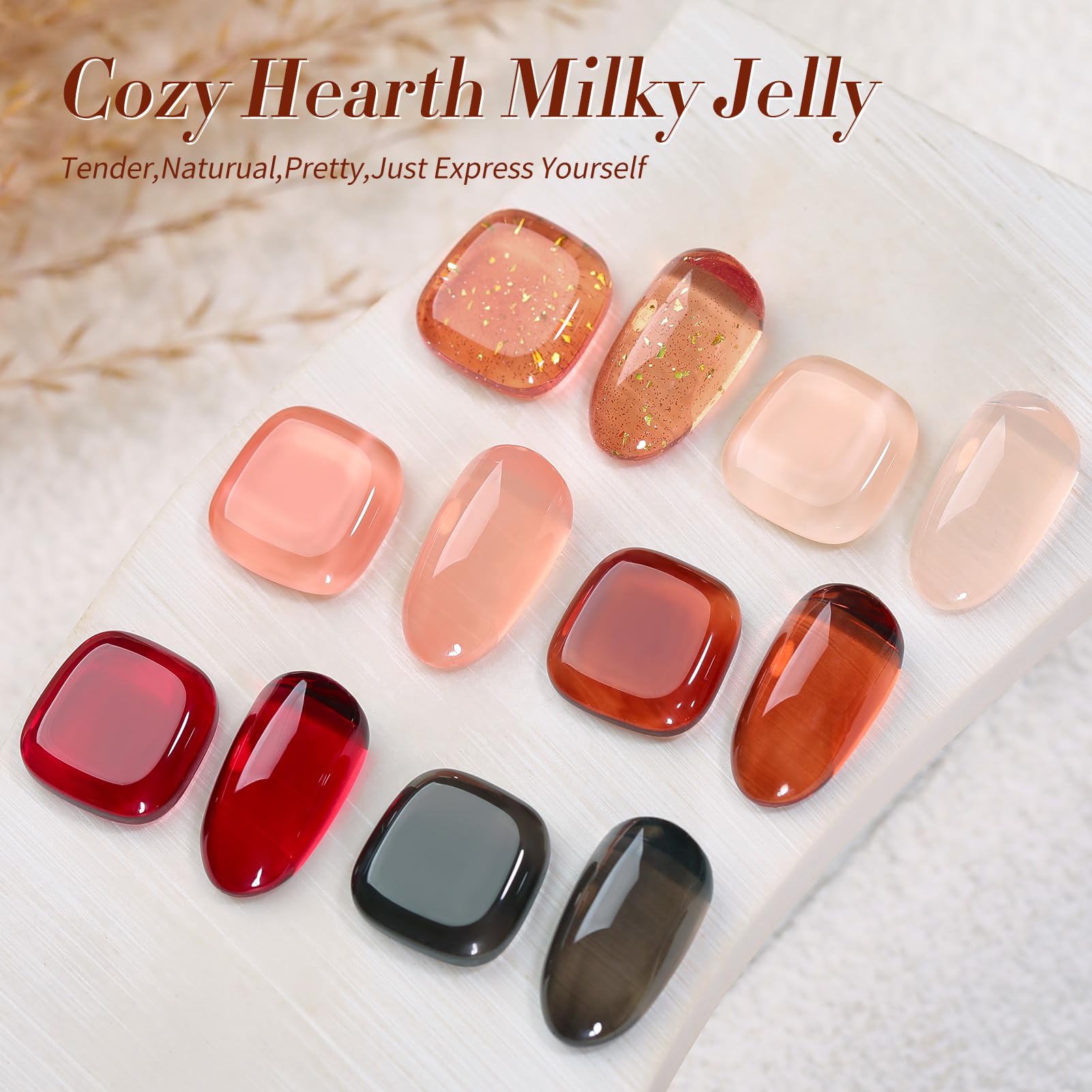 Born Pretty Jelly Gel Nail Polish Set — Fall/Winter 6-Piece 7ml Gel Kit (Brown, Burgundy, Black, Nude, Transparent)