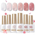 Born Pretty Milky White Jelly Pink Gel Nail Polish Kit – 6 Colors, Soak Off, UV Light Cure