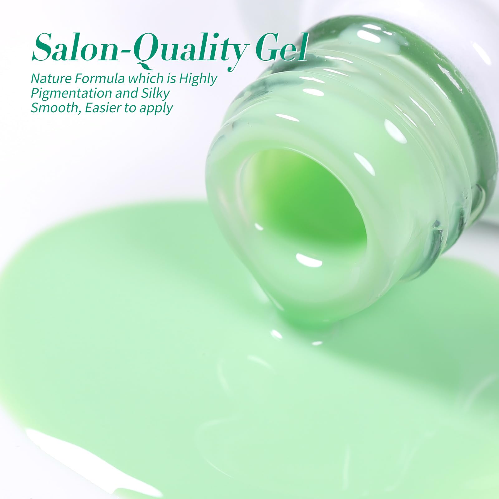 Born Pretty Green Gel Nail Polish Kit: Jelly, Cat Magnetic Eye & Glitter Holographic Finishes