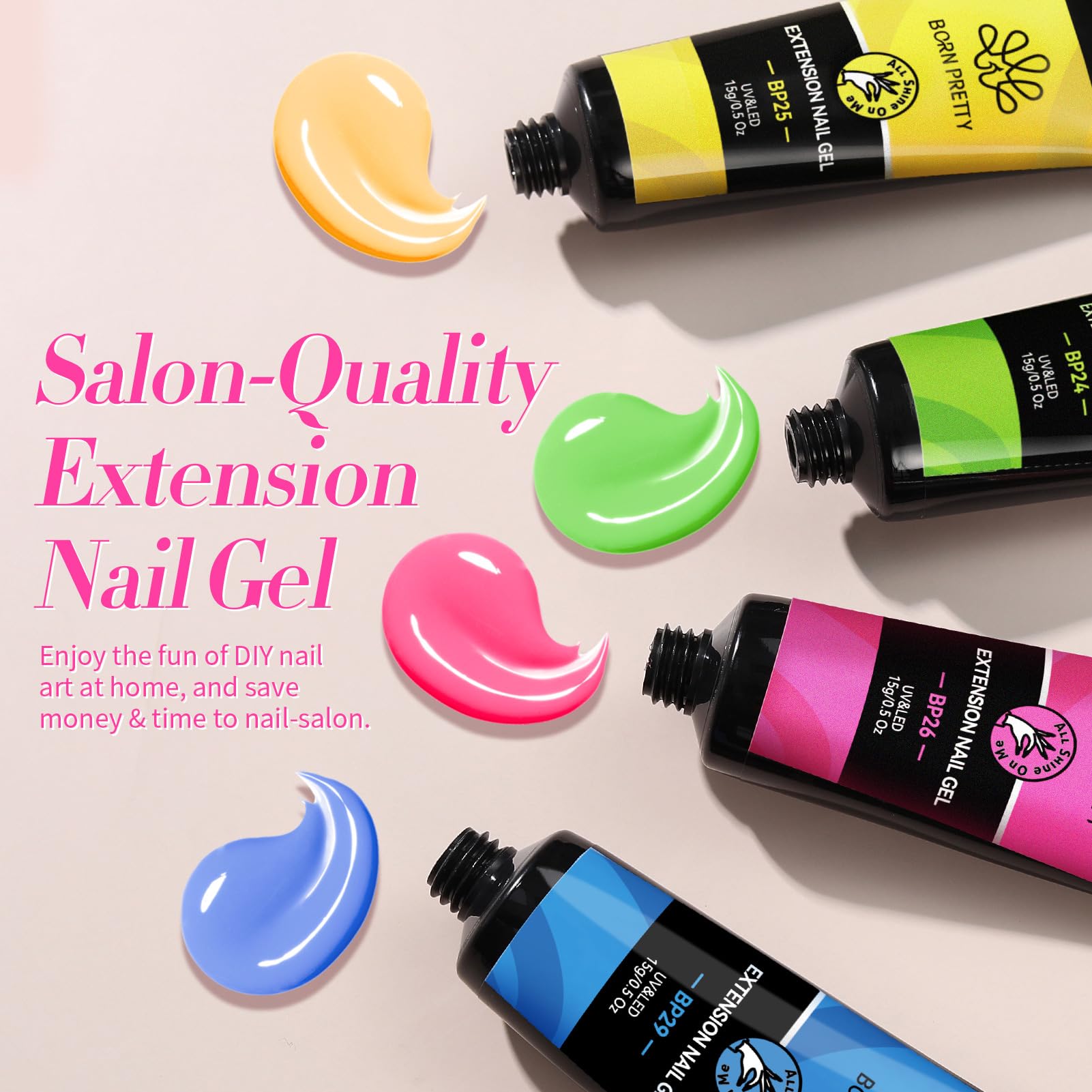 Born Pretty Neon Extension Nail Gel Kit – 6 Colors, All-In-One Set with Nail Lamp