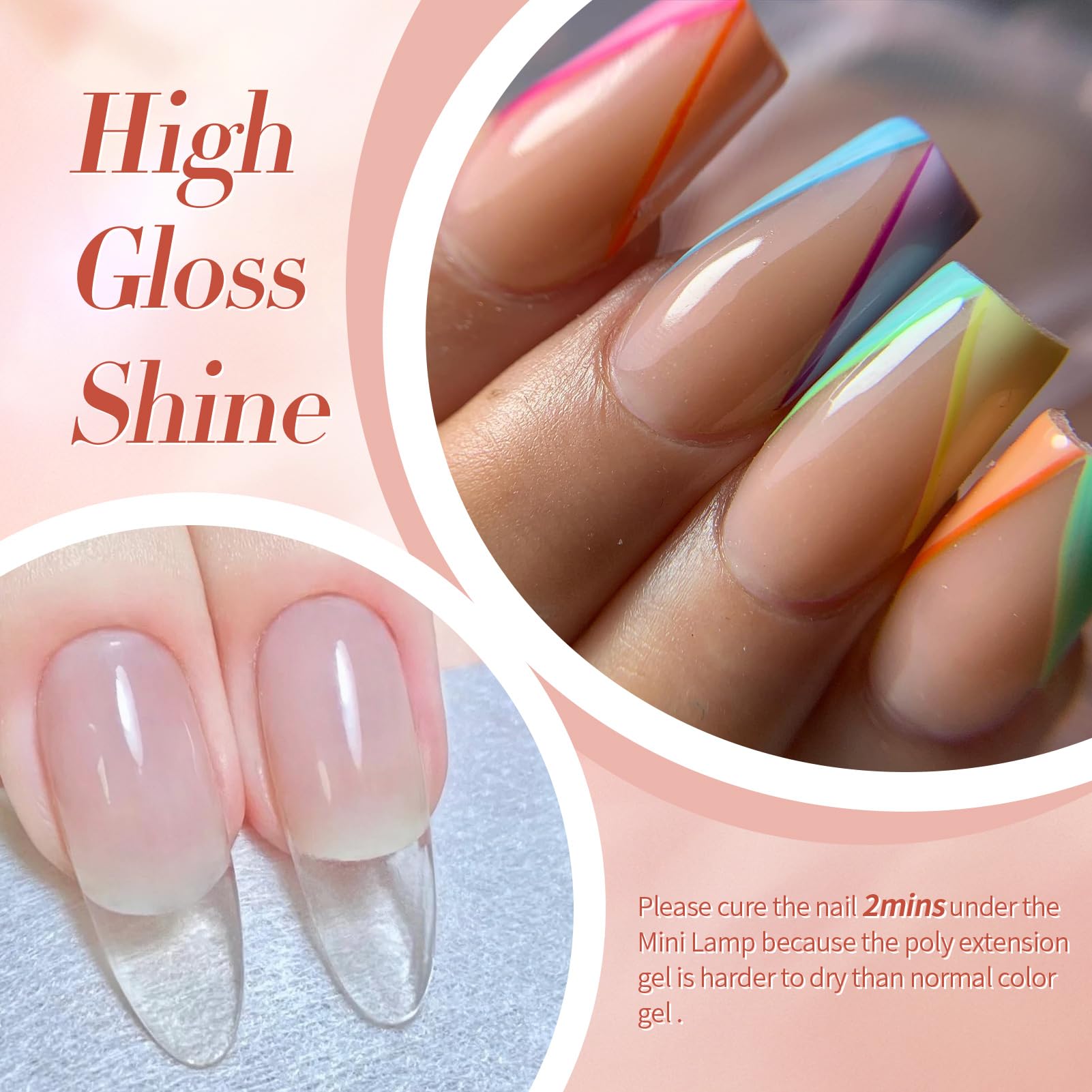 Born Pretty Extension Nail Gel Kit – 6 Colors, All-In-1 Set with UV Lamp, Base & Top Coat