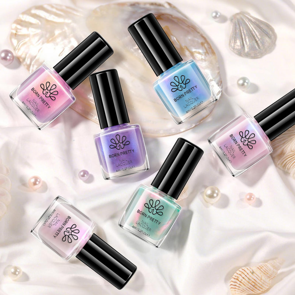 Born Pretty Pearl Nail Polish Set – 6 Shimmer Colors (Ombre) | Quick Dry