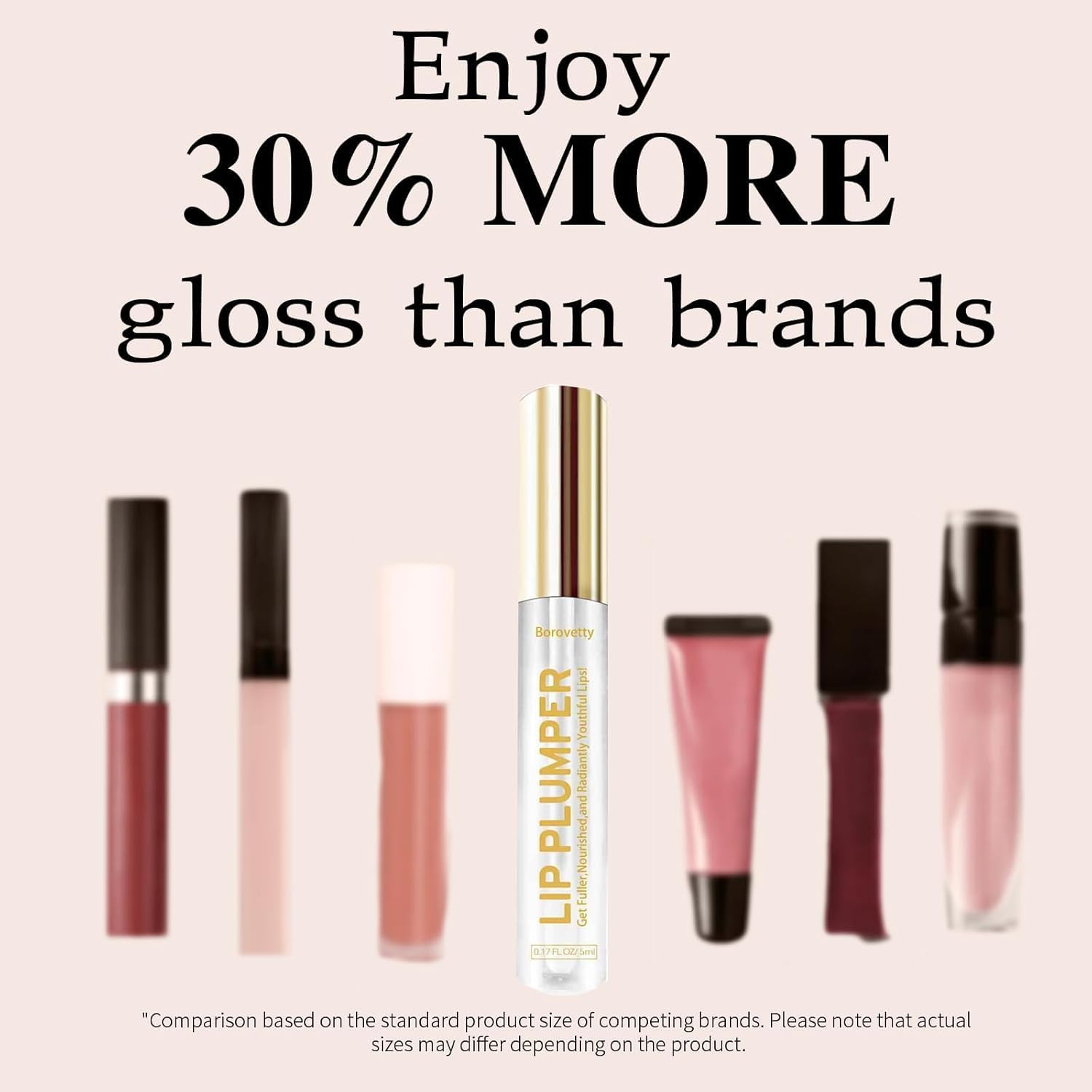 Borovetty Lip Plumper Gloss — Clear, Hydrating Plump for Fuller Lips