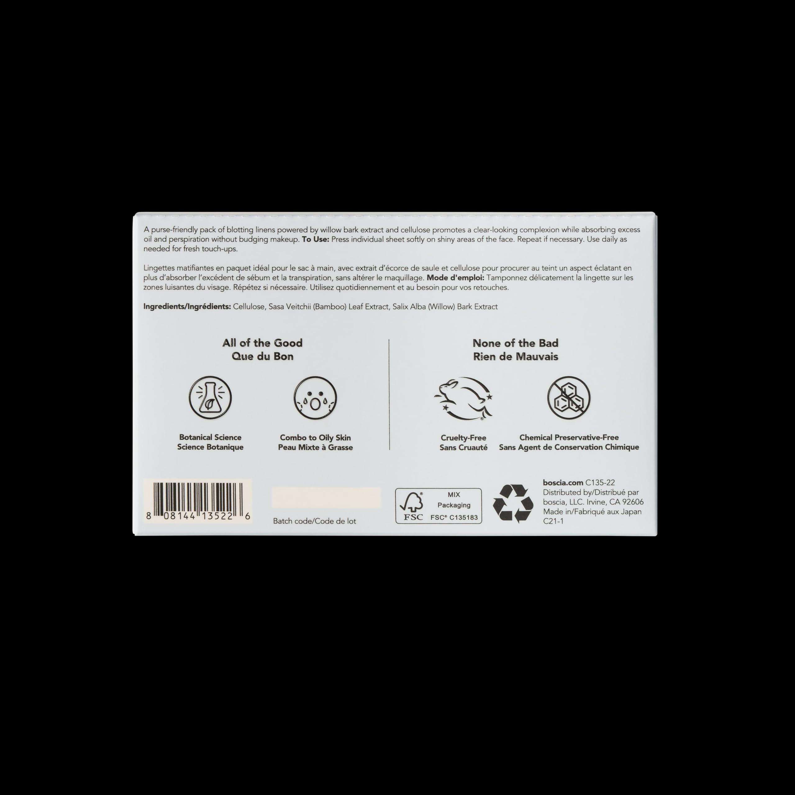 Boscia Clear Complexion Blotting Linens – Vegan Oil-Absorbing Sheets for Oily/Combo Skin | Travel Size 100 Sheets