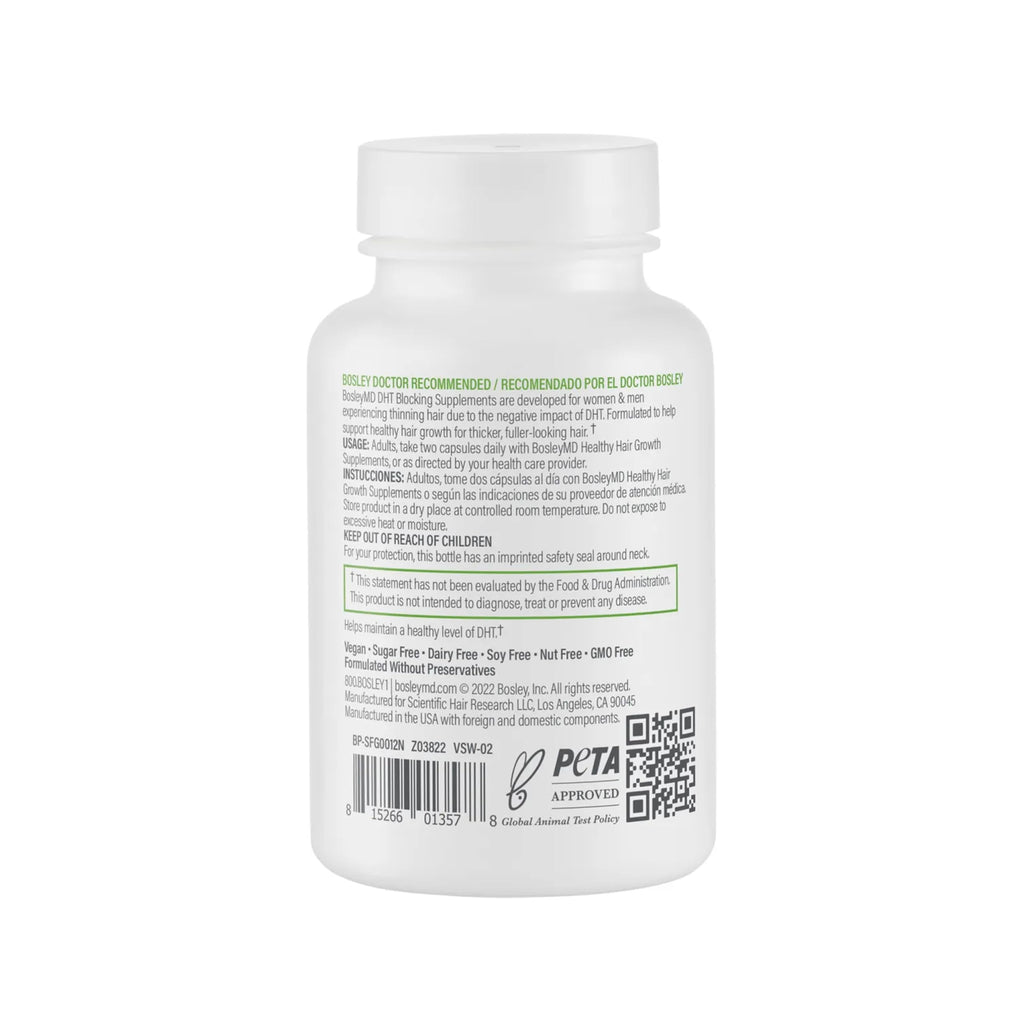 BosleyMD DHT-7 Blend – Natural DHT Blocking Supplements for Thicker, Fuller Hair – 60 Capsules