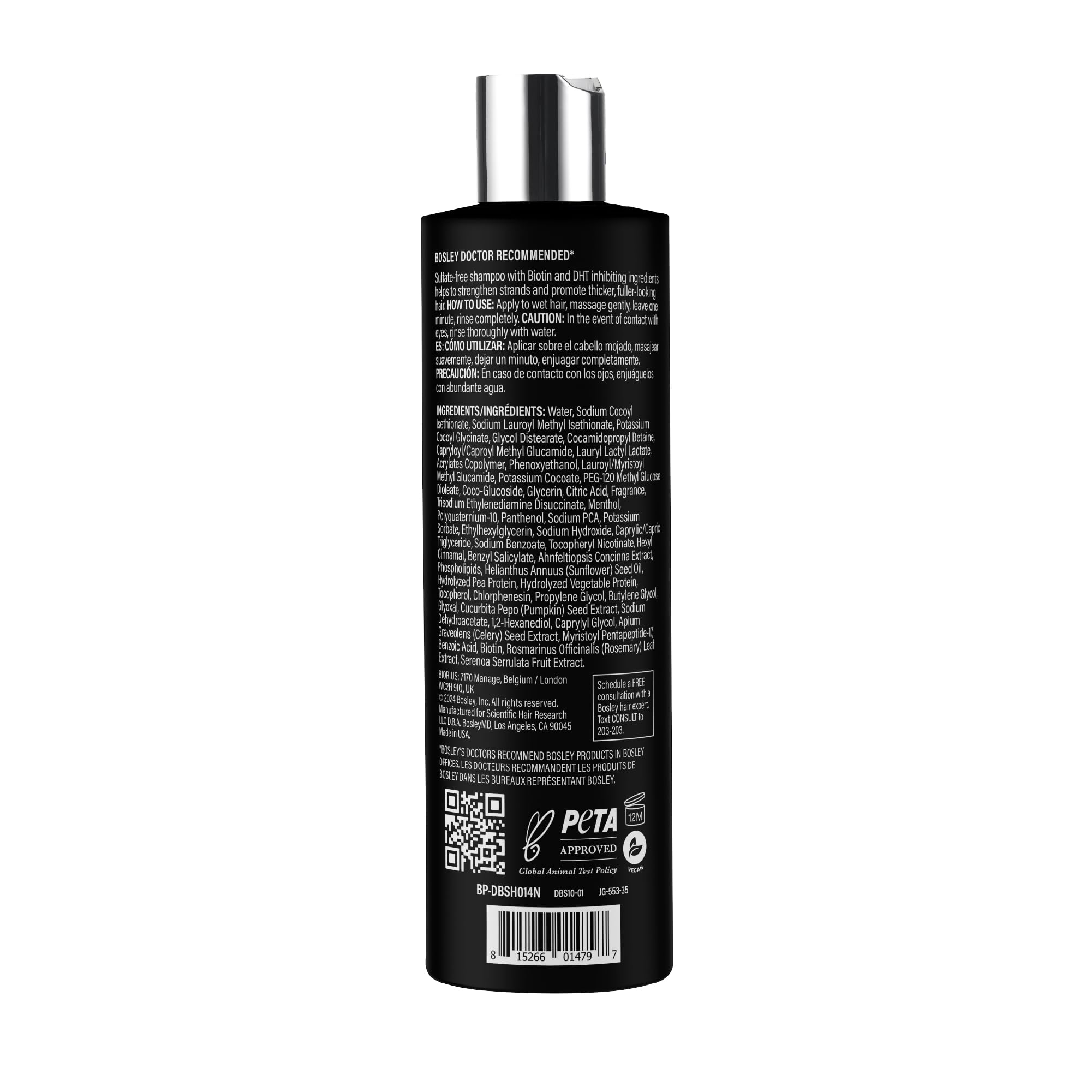 Dr. Bosley 2-in-1 Shampoo & Conditioner – Biotin & Saw Palmetto – Sulfate-Free Thickening (10.1 fl oz) | BosleyMD