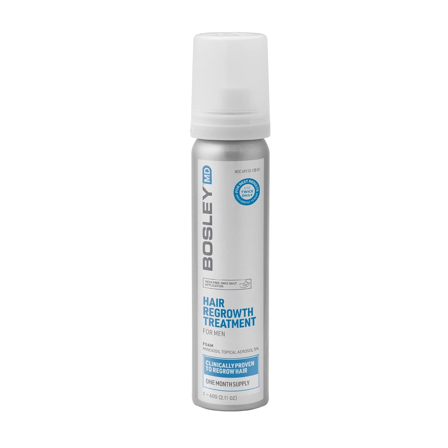 BosleyMD Minoxidil Foam 5% – Extra Strength Hair Regrowth Treatment (2 oz, 1-Month Supply)