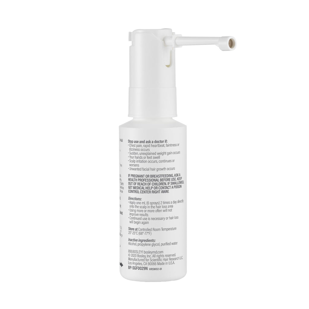 BosleyMD Minoxidil Woman Spray – 2% Hair Regrowth Treatment for Women | No-Mess Sprayer, 2-Month Supply