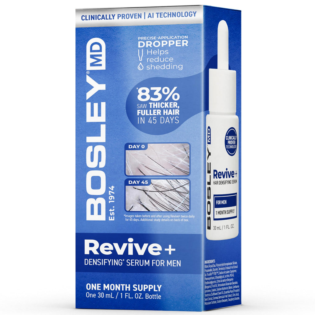 BosleyMD Revive+ Densifying Serum for Men – Drug-Free Hair Regrowth with Biotin, Saw Palmetto & Y100