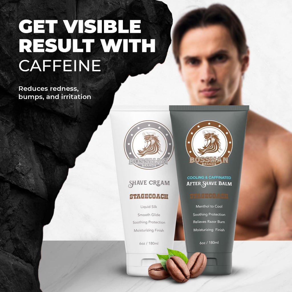 Bossman Silk Shaving Cream & Cooling Aftershave – Stagecoach Scent Combo for Men