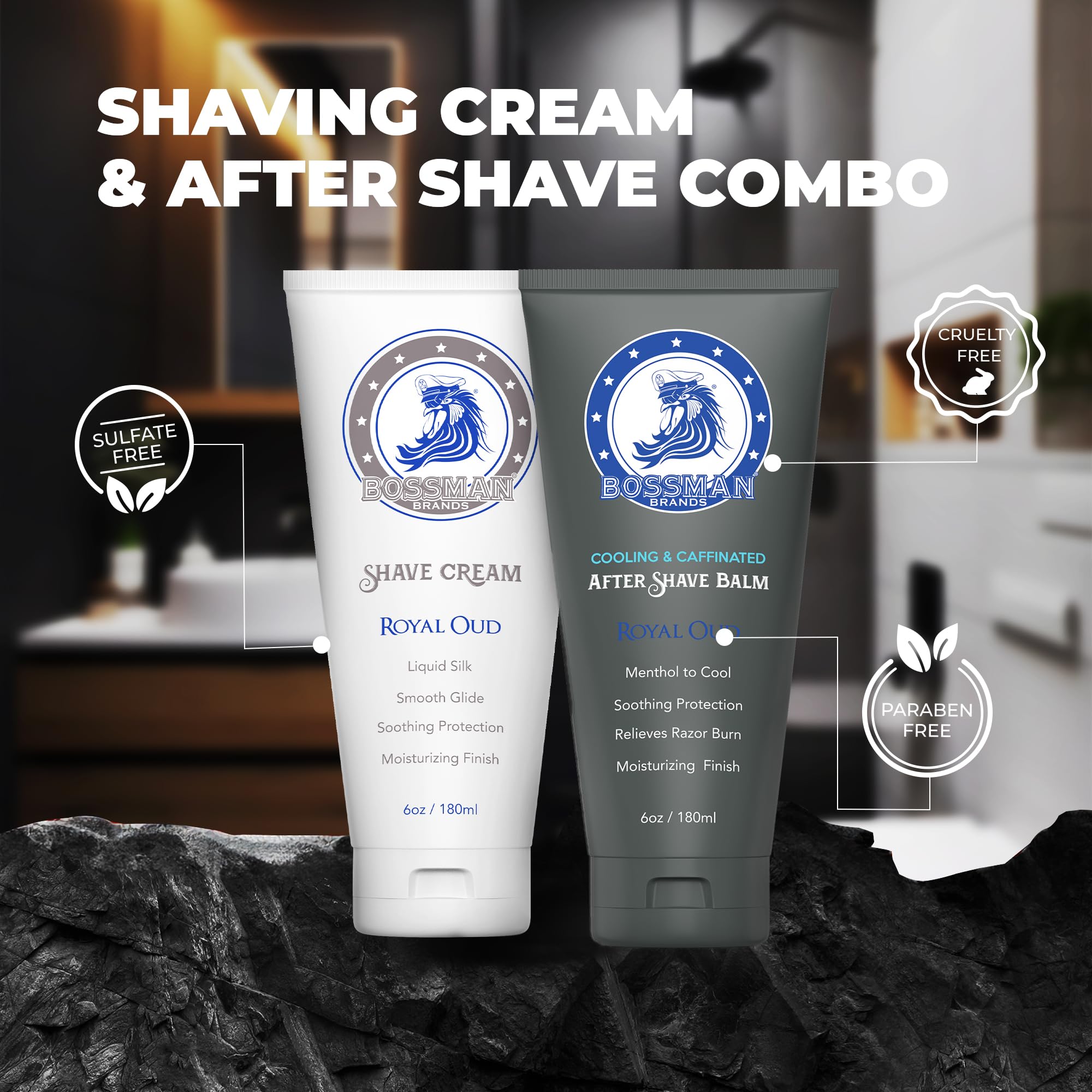 Bossman Silk Lotion: Shaving Cream & Cooling After Shave, Royal Oud
