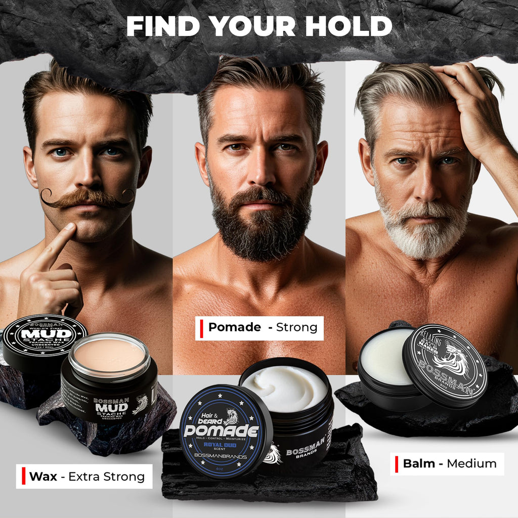 Bossman Hair & Beard Pomade – Royal Oud, Medium Hold, Moisturizing – Made in USA