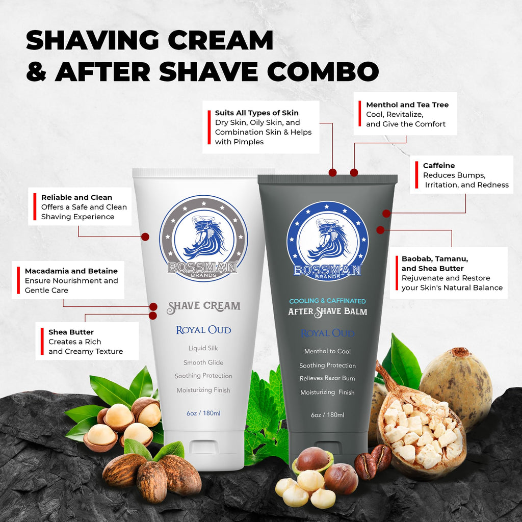 Bossman Silk Lotion: Shaving Cream & Cooling After Shave, Royal Oud
