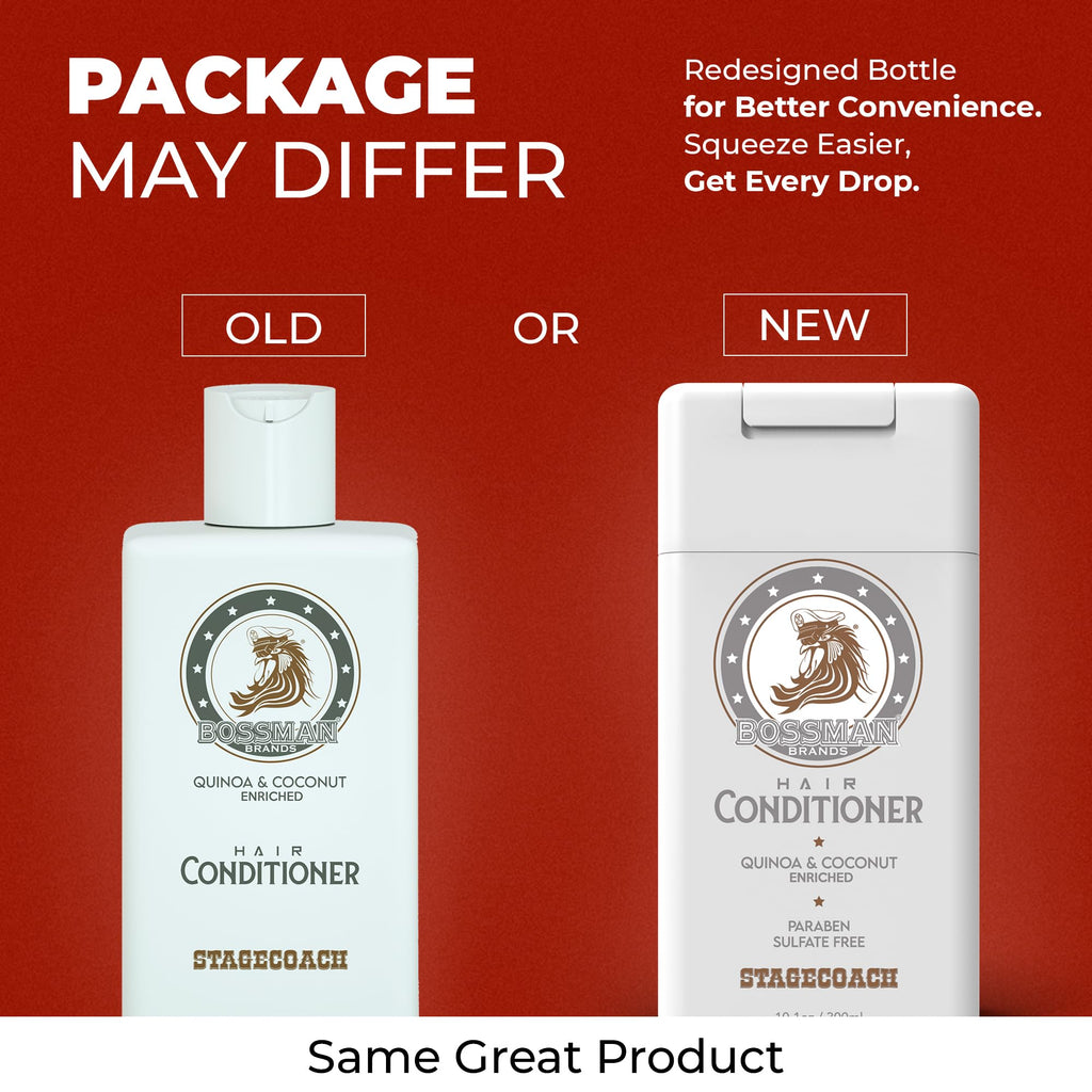 Bossman Hair Shampoo & Conditioner Set – Hydrating, Strengthening, Paraben Free & Sulfate Free (Stagecoach) – Packaging May Vary