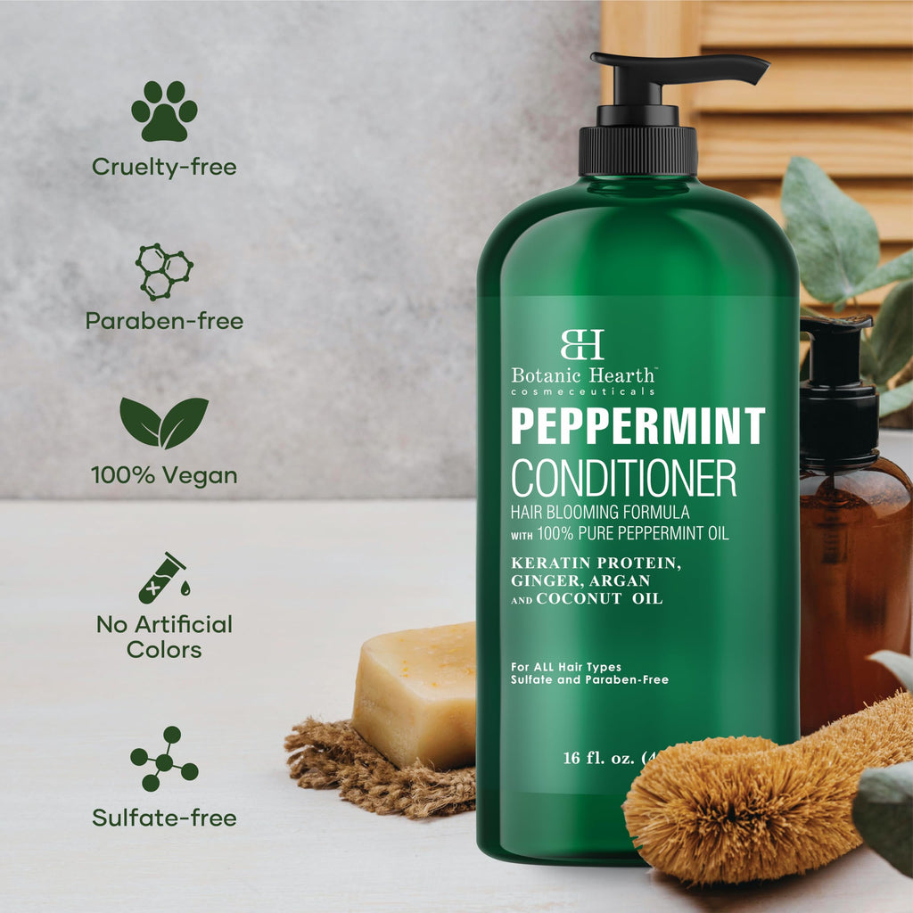Botanic Hearth Peppermint Hair Conditioner – For Dry, Damaged & Color-Treated Hair | Volumizing, Paraben & Sulfate Free | 16 Fl Oz