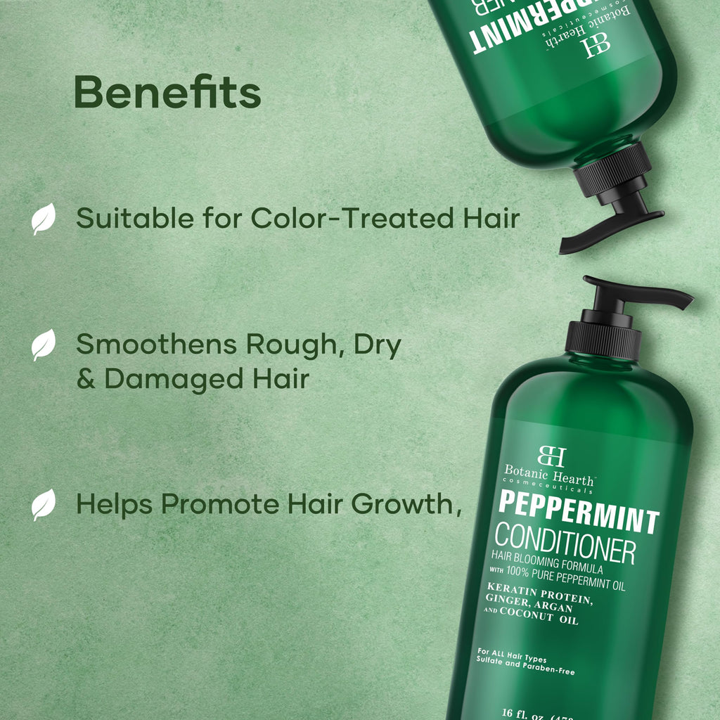 Botanic Hearth Peppermint Hair Conditioner – For Dry, Damaged & Color-Treated Hair | Volumizing, Paraben & Sulfate Free | 16 Fl Oz