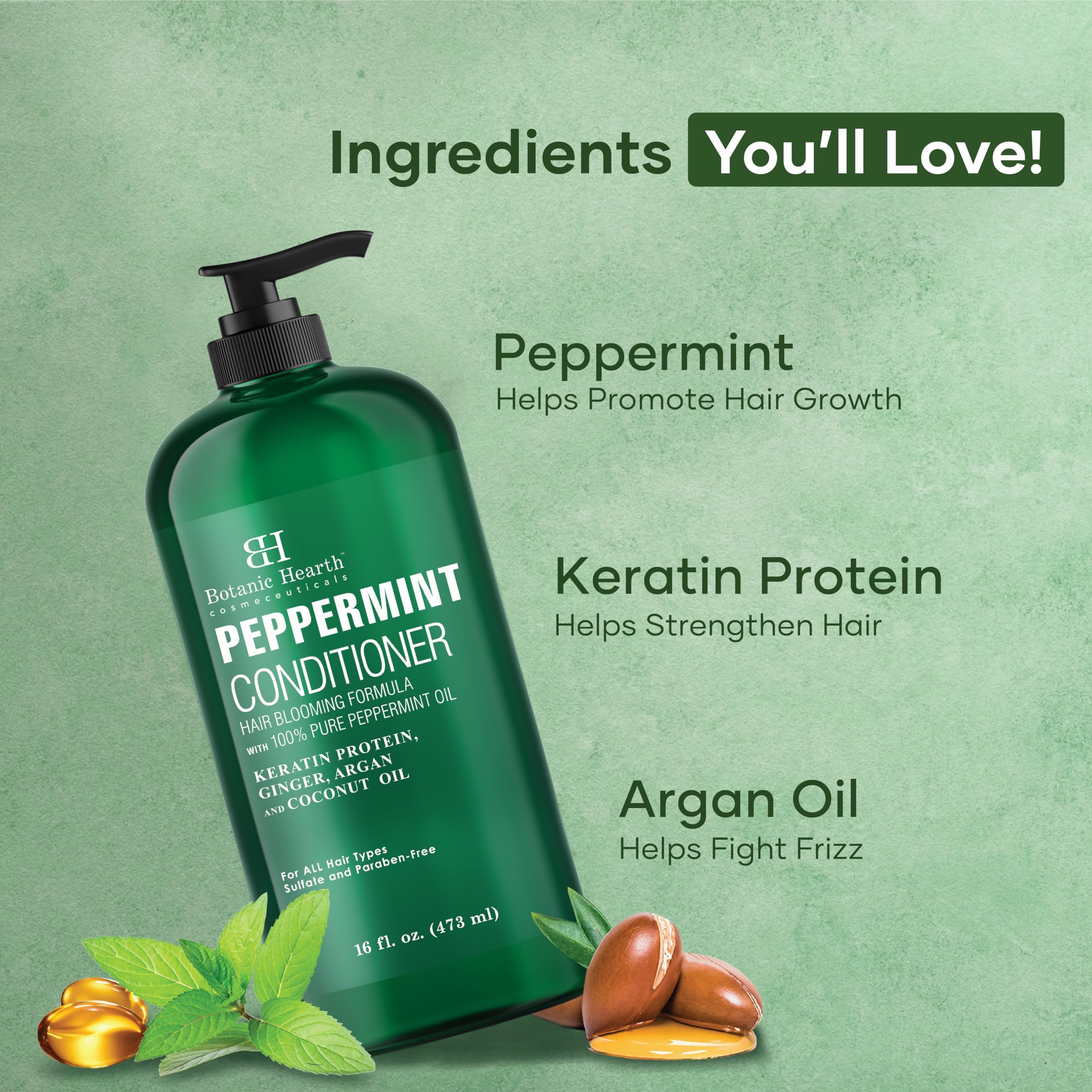Botanic Hearth Peppermint Hair Conditioner – For Dry, Damaged & Color-Treated Hair | Volumizing, Paraben & Sulfate Free | 16 Fl Oz